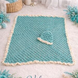 Crochet Baby Blanket and Hat Set